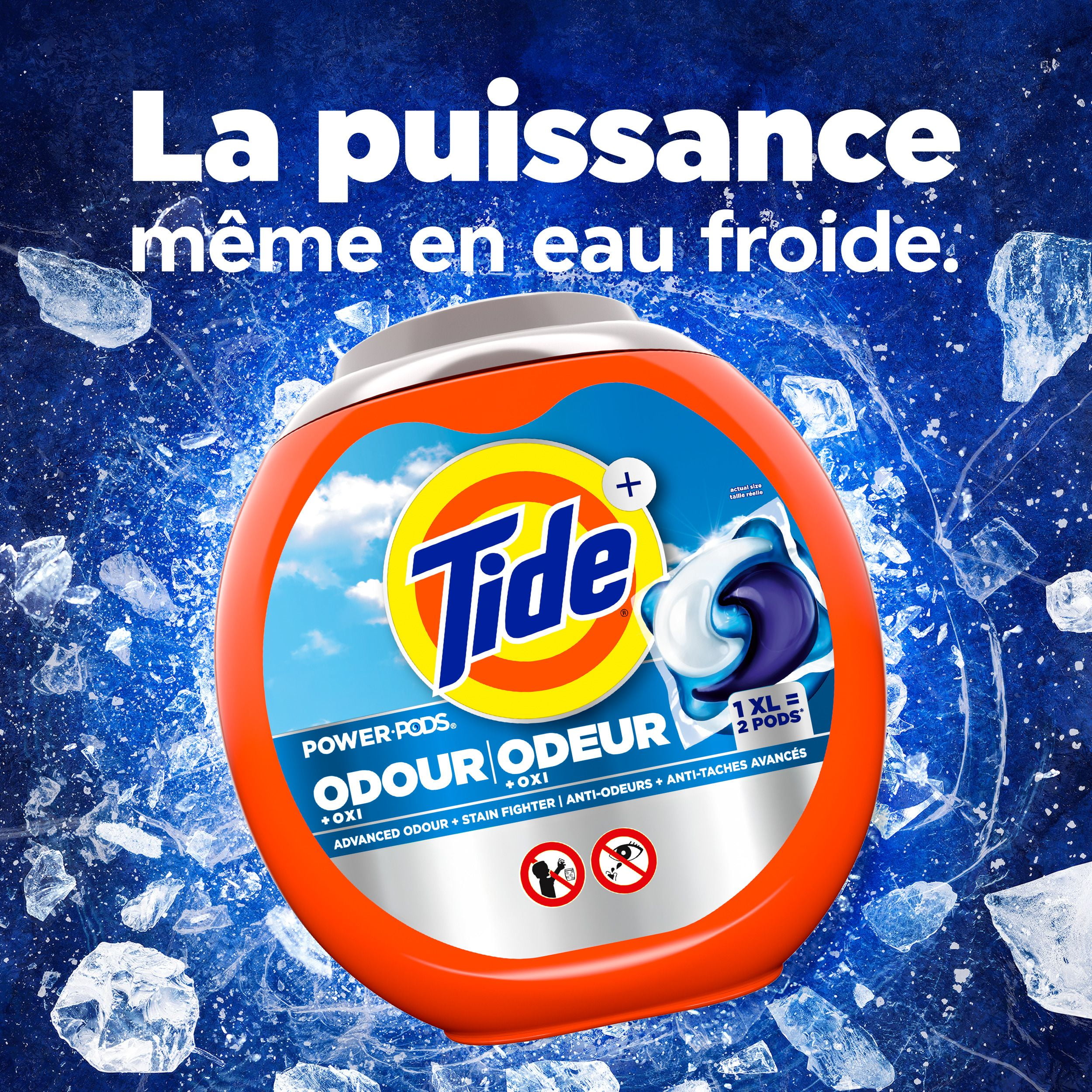Capsules de détergent à lessive Tide Odeur + Oxi, parfum Original, agent détachant avancé contre les odeurs 25CT