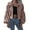 Khaki, variant on Fall Jacket for Women Corduroy Button Down Lapel Zipper Cropped Shacket Lantern Long Sleeve Slim Winter Coat