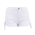 thumbnail image 4 of Gubotare Womens Denim Shorts Women’s Casual Summer Ripped High Waisted Denim Shorts Stretch Distressed Frayed Raw Hem Jean Shorts (White,Size M), 4 of 4