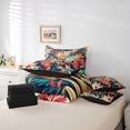 thumbnail image 6 of Homewish Colorful Monstera Leaf 7 Pieces Bedding Comforter Set,Tropical Botanical Plam Full Bedding Set,Rustic Leaves Fitted Sheet Flat Sheet For Teens,Breathable Home Decor Reversible, 6 of 8