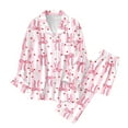 thumbnail image 6 of SJLDQY Valentines Women's Pajamas Set 2 Peice Pjs Set for Women Valentine's Day Bowknot Graphic Long Sleeve Pajama Tops Pants Soft Comfy Homewear Sleepwear Outfits, 6 of 7