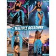 thumbnail image 4 of FEOYA Women's Belly Dance Hip Scarf Sequin Tulle Skirt Sparkly Tassel Dance Belt Adjustable Waist Wrap for Stage Performance Lake Blue, 4 of 7