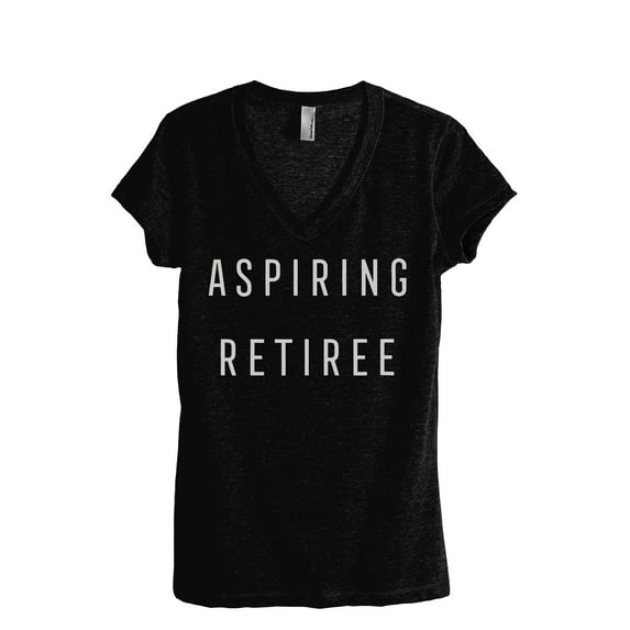 Aspiring Retiree Women's Fashion Relaxed V-Neck T-Shirt Tee Heather Black Small