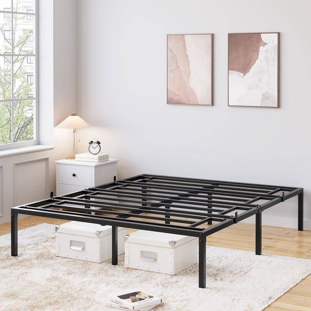 Yeshouse estructura de cama de plataforma metálica con listones de acero resistentes, sin somier, diseño silencioso y antideslizante, fácil montaje y espacio de almacenamiento