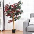 thumbnail image 2 of Costway 4' Artificial Capensia Bush Red/Green Leaves Indoor Outdoor for Home Decor, 2 of 10