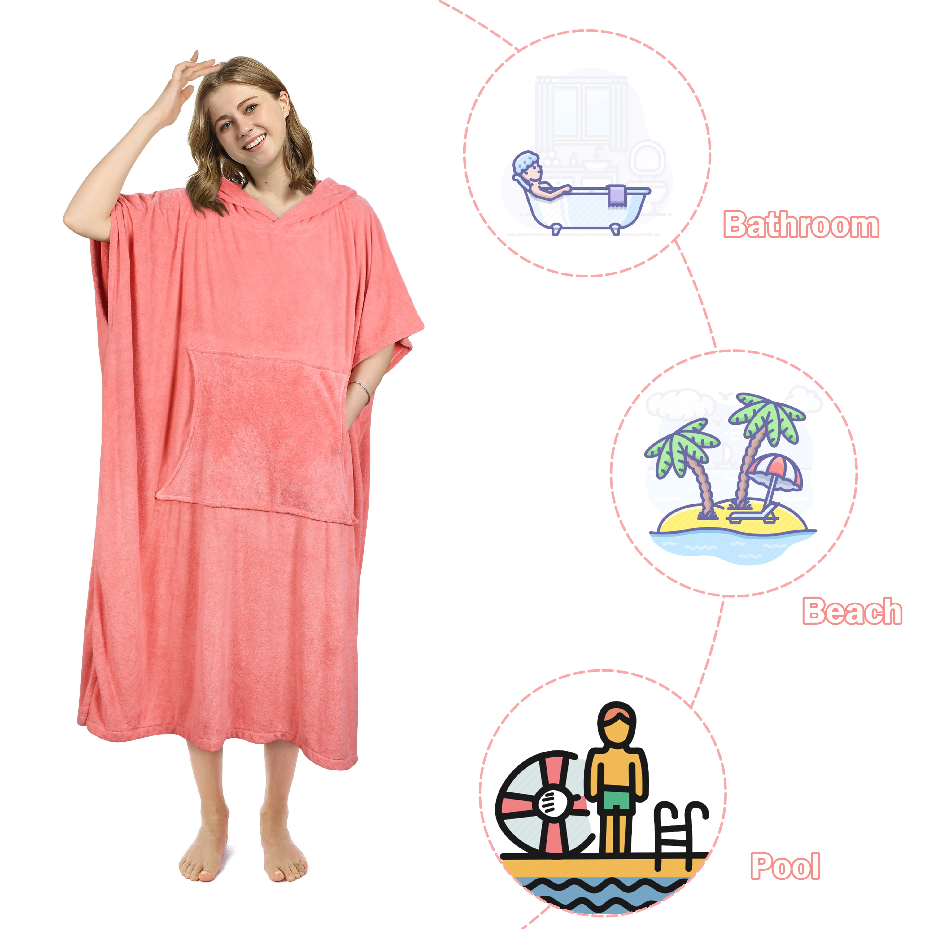 Catalonia Unisex Surf Poncho Changing Towel Robe for Adult Surfer Swimmer Outdoor Beach