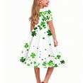 thumbnail image 5 of Dresses for Kids St. Patrick's Day Fashion Casual Short Sleeve A Line Dress Girls Party Dress Size 5-14, 5 of 6