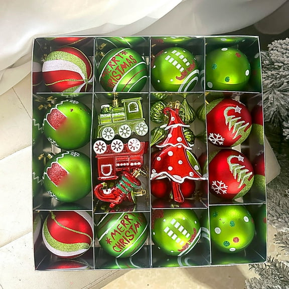 24-Piece Matte Painted Christmas Ornament Set With Unique Shapes For Themed Tree