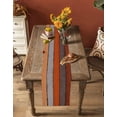 thumbnail image 4 of Orange Wooden Table Runner Cotton Linen 48 Inch Holiday Dresser Scarves, Grey Stripe Gradient Country Rustic Grain Tablerunner for Kitchen Coffee Dining Bedroom Dinner Scarf Décor 13''x48'', 4 of 7