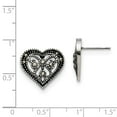 thumbnail image 2 of Stainless Steel Textured Heart With Crystals Post Earrings - Measures 15x16mm Wide, 2 of 2