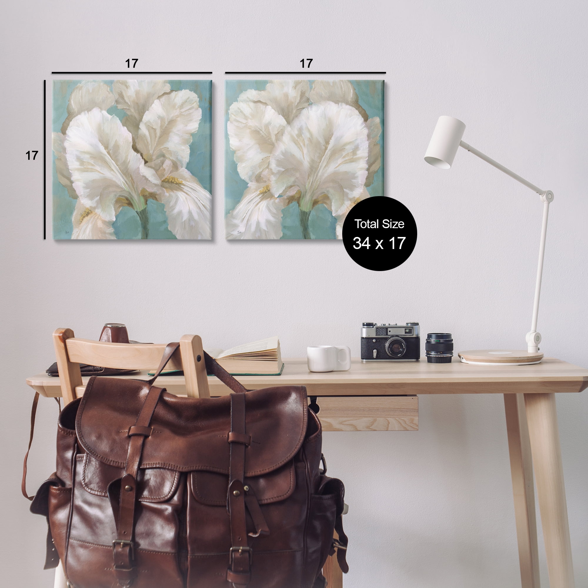 Stupell Industries White Iris Flower Plants & Flowers Painting Wrapped Canvas Art Print Wall Art, 17 x 17, Set of 2