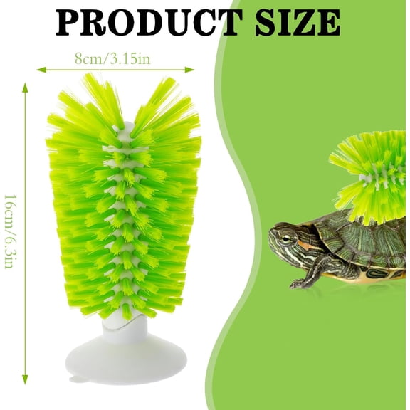 Turtle Brush with Suction Cup Turtle Tank Accessories, Turtles Shell Cleaning Brush Set for Aquatic Turtles & Tortoise Tank Accessories (Large & Small Brush)