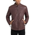 thumbnail image 6 of X RAY Jeans Men's PU Racer Jacket with Faux Shearling Lining, Burgundy, M, 6 of 8