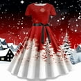 thumbnail image 2 of Fsqjgq Plus Size Dresses for Women Christmas Printed Short Sleeve Midi Dress Vintage Flare Swing Holiday Evening Dress XXL White, 2 of 3