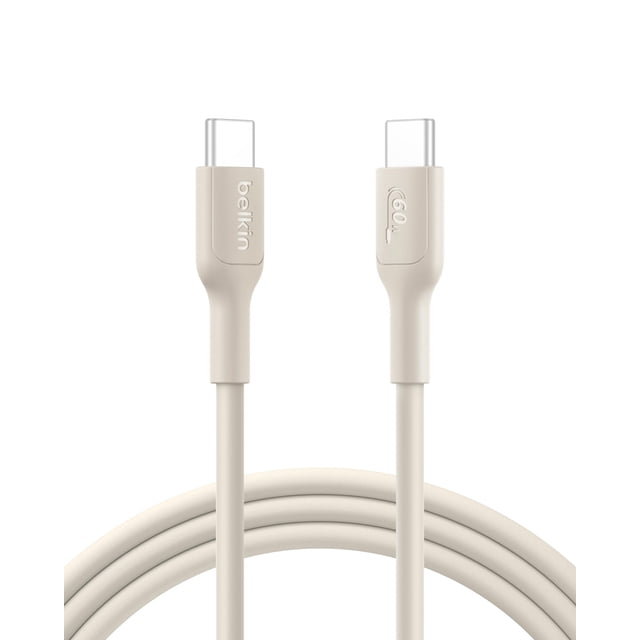 Cable USB-C Belkin Eco de 2 m, carga rápida de 60 W, color arena