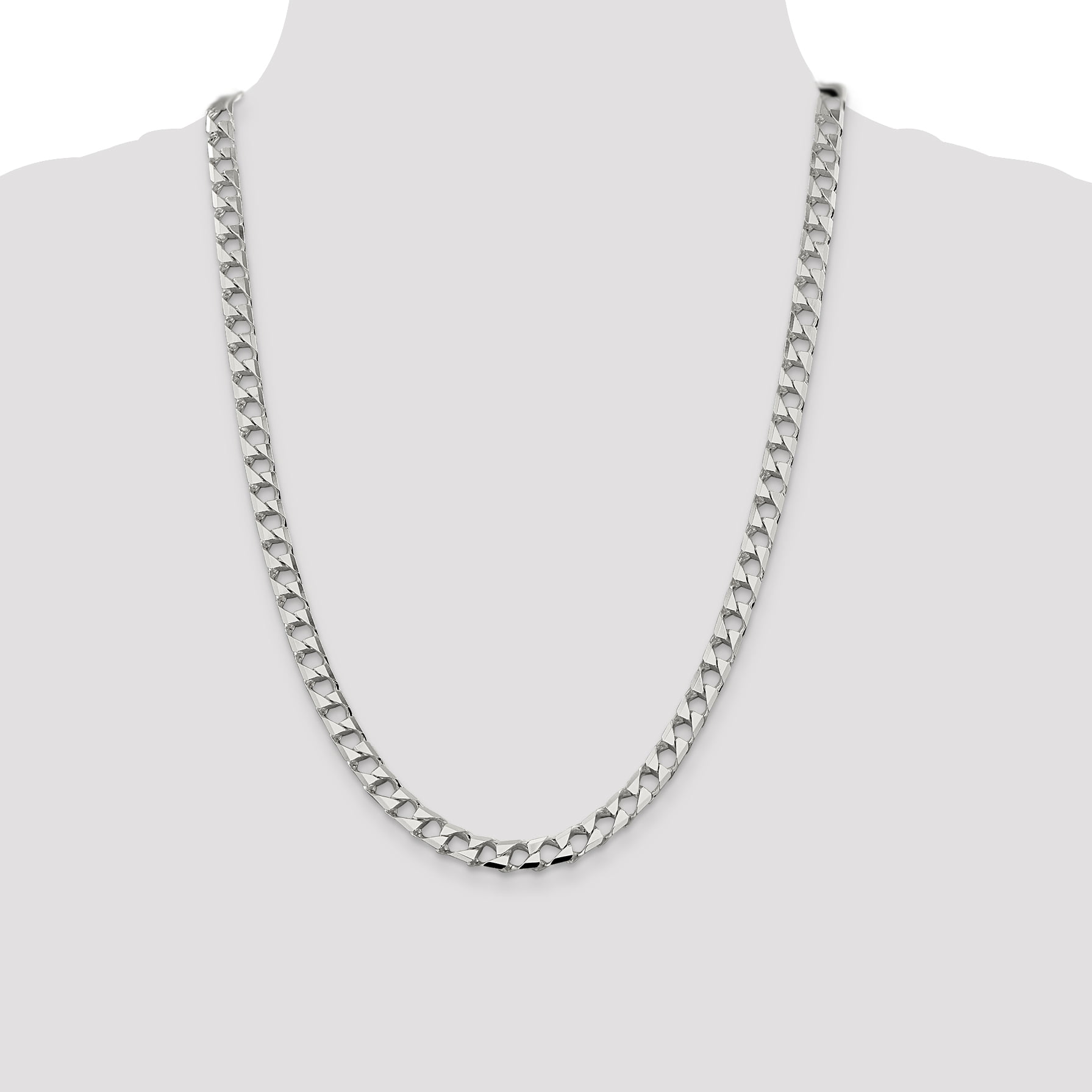 925 Sterling Silver 24" 4mm SQUARE Curb Link Chain Necklace 24inch chain
