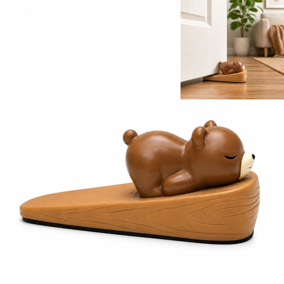 Cute Bear Shape Door Stop Wedge, Non-Slip Heavy Duty Door Stopper with Anti-Pinch Design, Durable PVC Wedge Door Stop for Home Office & Family Use