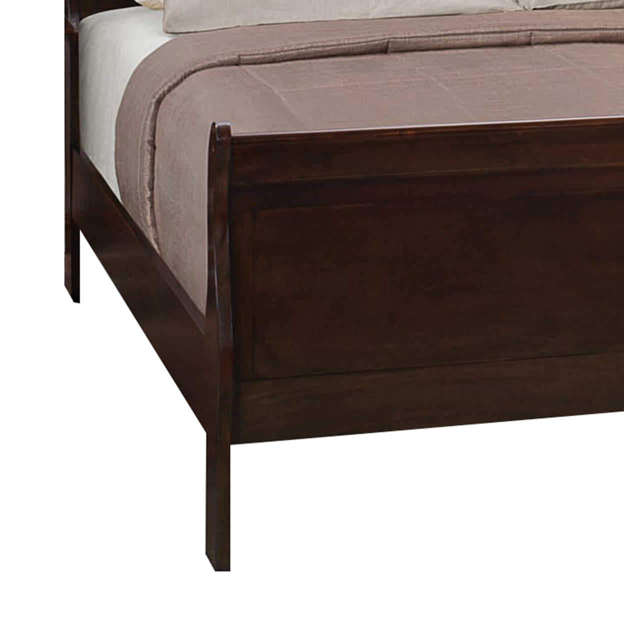 Traditional Style Wooden Full Size Bed with Curved Headboard, Brown