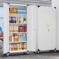 thumbnail image 2 of Metal Garage Storage Cabinet with Wheels, Tall Locking Cabinet with Doors and Shelves, Tool Storage Cabinets for Garage, Home Office (White, 71" H), 2 of 7