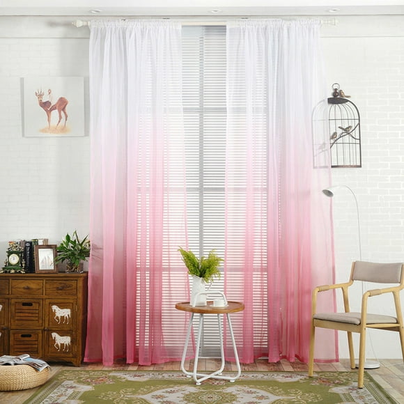 TopLLC Pillow Covers Gradient Sheer Curtain Tulle Window Voile Drape Valance Panel Fabric Home Decor for Couch Sofa Bed
