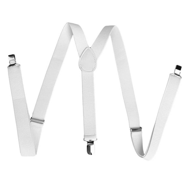 Tirantes Ajustable Elástico Y-Forma 3 Clips Ancho 2.5 cm Accesorio de Pantalón Hombres - Blanco Baoblaze Y back-liga