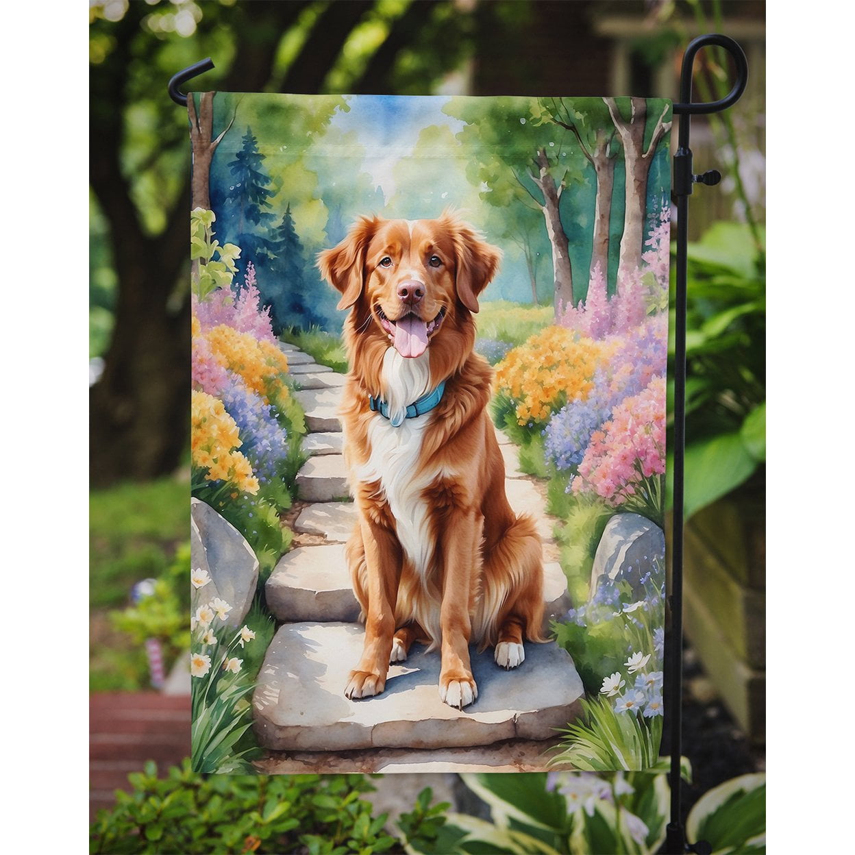 Nova Scotia Duck Tolling Retriever Spring Path Garden Flag 11.25 in x 15.5 in