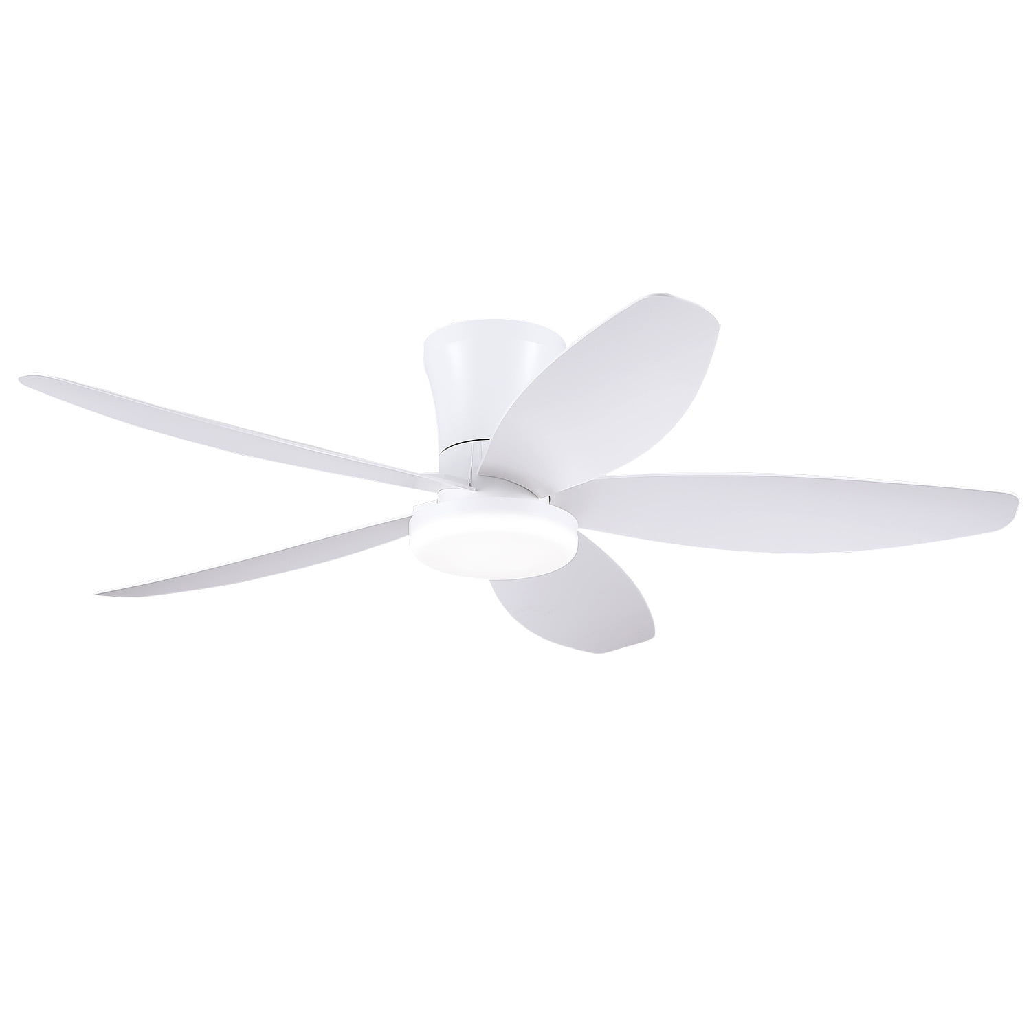 48" White Low Profile Ceiling Fan with Lights, Remote/APP Control, DC Reversible Motor, LED Dimmable Light, Flush Mount Ceiling Fan for Bedroom, Living Room, Indoor/Outdoor Patio Use