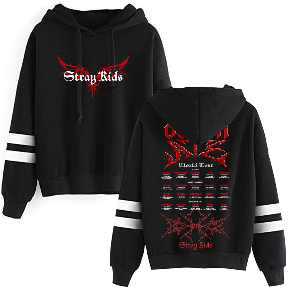 【DOMINANT】World Tour Hoodie Black SKZ Stray Kids Dominate World Tour Dates Merch Pocketless