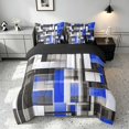 thumbnail image 3 of Manfei Abstract Geometric Full Size Bedding Sets, Watercolor Artwork Full Size Bed in a Bag, Blue, Black and White, Black Reversible 7 Pieces, 3 of 6