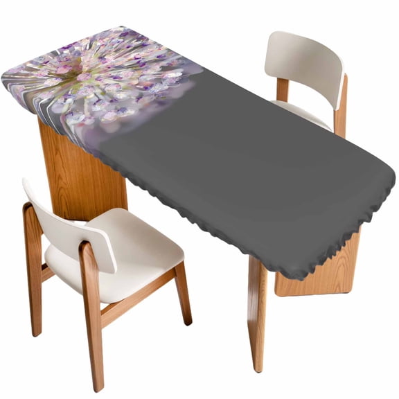 Fantasy Dandelion Table Cloths for 8 Foot Rectangle Tables, Modern Magical Plants Flowers Spring Patio Waterproof Elastic Fitted Tablecloths, Washable Rectangular Table Cover for Camping