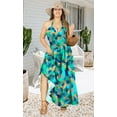 thumbnail image 4 of LA LEELA Women's A-Line Maxi Smocked Top Frill Dress Long Sleeveless Casual Tube Dresses for Women S-M Leaves, Blue, 4 of 5