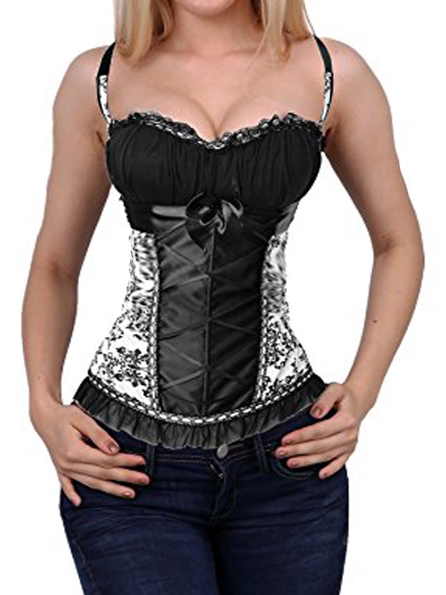 SAYFUT Women's Sexy Corsets Bustier High Grade Steel Buckle Corsets