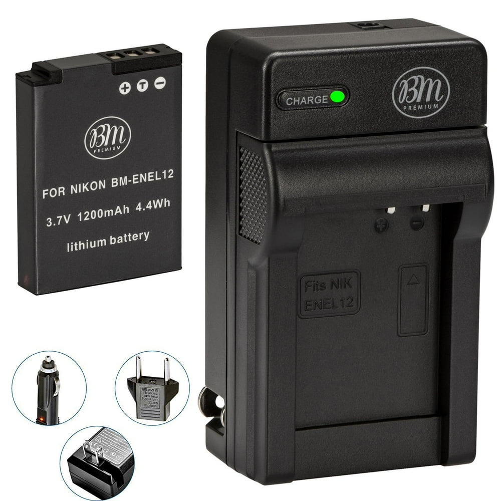BM Premium ENEL12 Battery and Charger for Nikon Coolpix A1000, B600