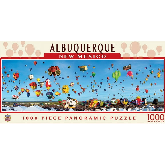 MasterPieces 1000 Piece Panoramic Jigsaw Puzzle, Albuquerque Balloons, Puzzles for Adults, Colorful