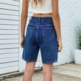 thumbnail image 5 of Vintage Knee Length Baggy Jorts with Pockets Cargo Shorts for Women High Waisted Y2k Streetwear Fashion Blue L, 5 of 9