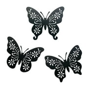 WAIU Metal Butterfly Wall Decor, Black Simple Decorative Hanging for Indoor and Outdoor Decoration, Set of 3