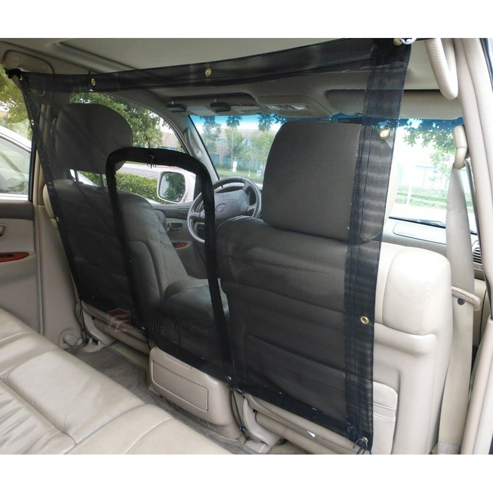 Covered Living Car Seat Mesh Net Pet Barrier with zipper door 48"L x 32