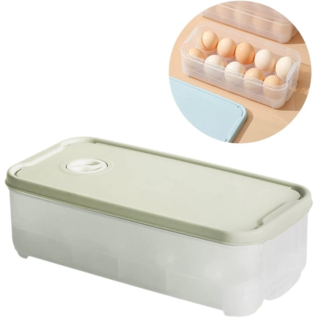 Caja de plástico para huevos, caja de almacenamiento de huevos, cesta de plástico para 10 huevos, caja de almacenamiento de huevos, para nevera (verde claro)