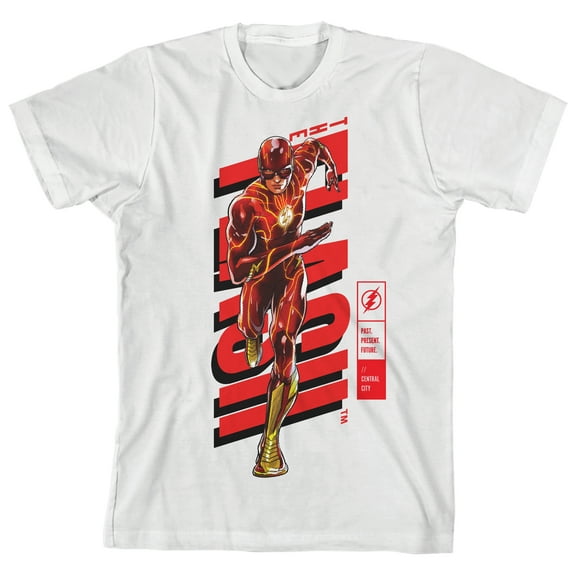 The Flash Movie Speed Run Boy's White T-shirt-Small