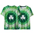 thumbnail image 5 of LEKWK Shamrock Shirts for Women Silver Clover Swirl Graphic Tees Short Sleeve Casual Tops Tees And Tanks Metallic Graphic Holiday Outfits, 5 of 7