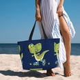 thumbnail image 2 of Japuie Dino Playing Roller Skate Print Large Capacity Beach Travel Bag,Waterproof Beach Totes Bags for Women Men,Foldable Pool Bag with Zipper, 2 of 5