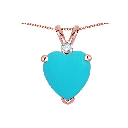 8 Mm Turquoise Heart - Star K 8mm Heart Shape Simulated Turquoise Pendant Necklace 14k Rose Gold