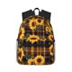 thumbnail image 1 of Balery Brown Blue Plaid Sunflower Mochila para Mujeres y Hombres, Mochila Ligera Casual para Viajes, Mochila Clásica Básica para la Universidad, 1 of 6