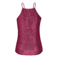 thumbnail image 3 of Womens Tank Tops V Neck Sparkly Sequin Cami Tops Color Hot Pink Size XL, 3 of 7