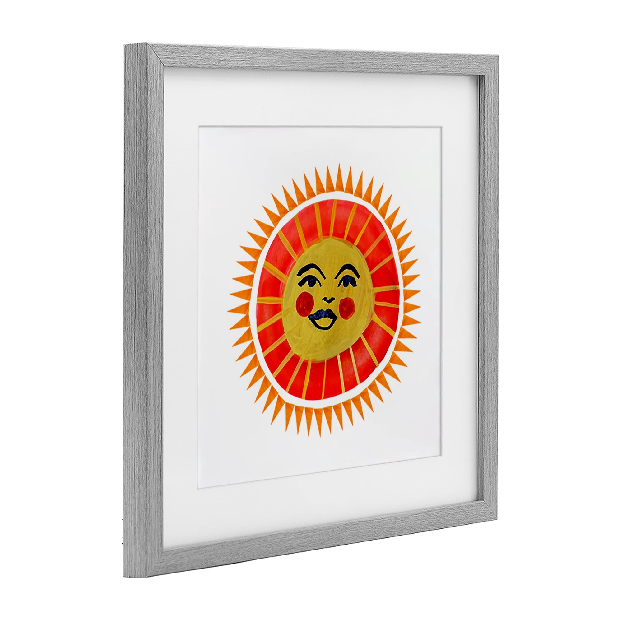 Stupell Industries Cheerful Boho Sun Gray Framed Print Under Glass, design by Katherine Herrell Studio