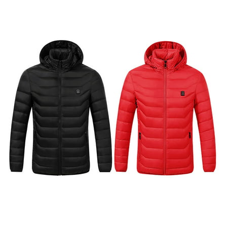 Electric Heated Jacket USB Charging Heating Clothing Warm Hooded Jackets for Winter Skiing Hiking Motorcycle Travel,