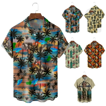 

Big Men s Aloha Button Down T-Shirts with Chest Pocket Relaxed-Fit Bowling Shirts for Boys 5-14 Years