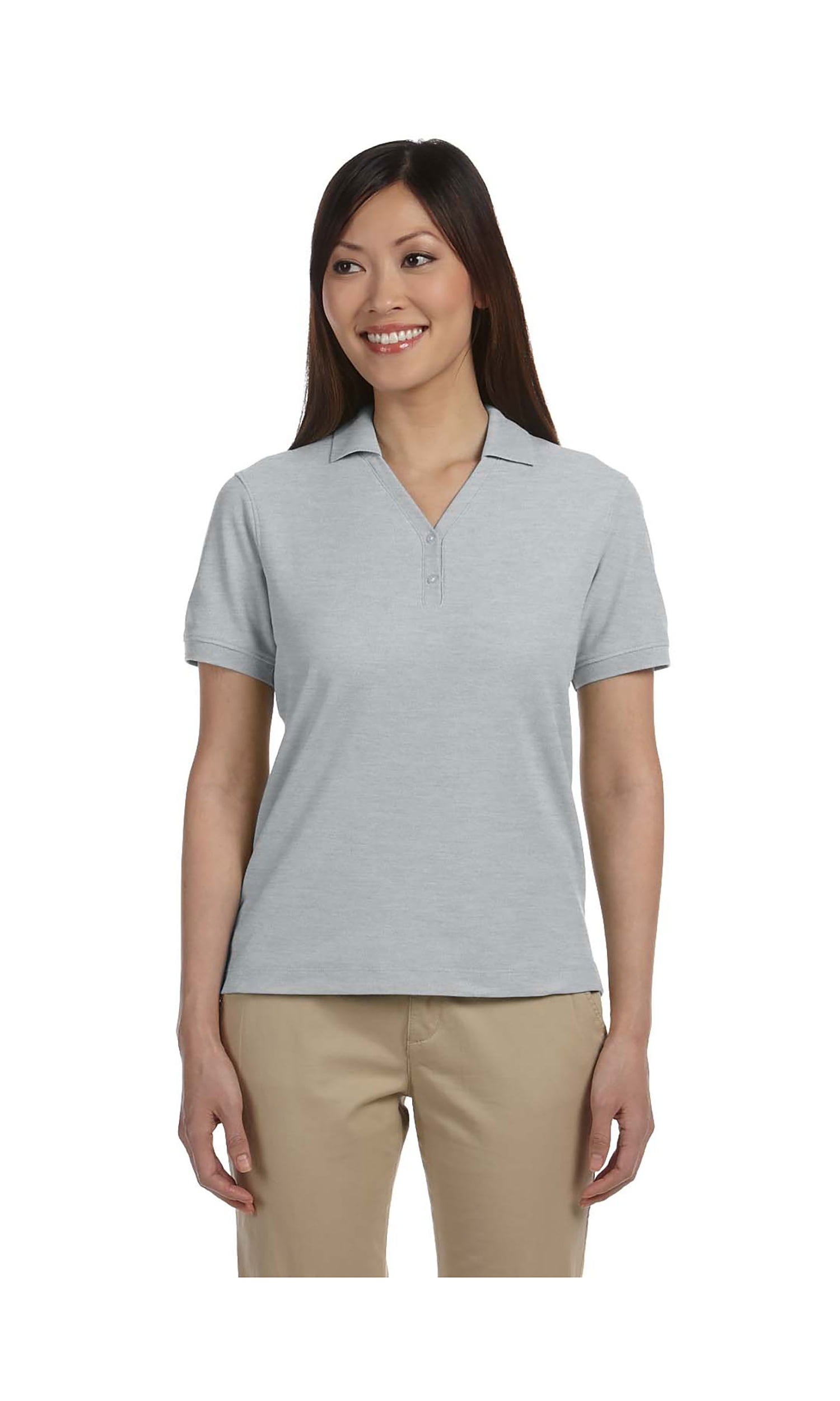 Devon & Jones Women's Short Sleeve Y Collar Polo Shirt