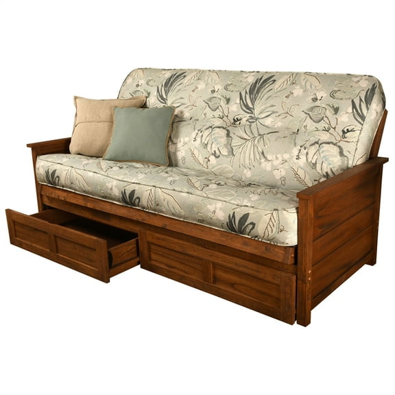 Kodiak Furniture Lexington Storage Futon in Weathered Brown w/ Rain Mattress