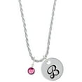 thumbnail image 1 of Delight Jewelry Crystal Hot Pink Channel Drop Silvertone Script Initial Disc - B - Charm Necklace, 20"+3", 1 of 4